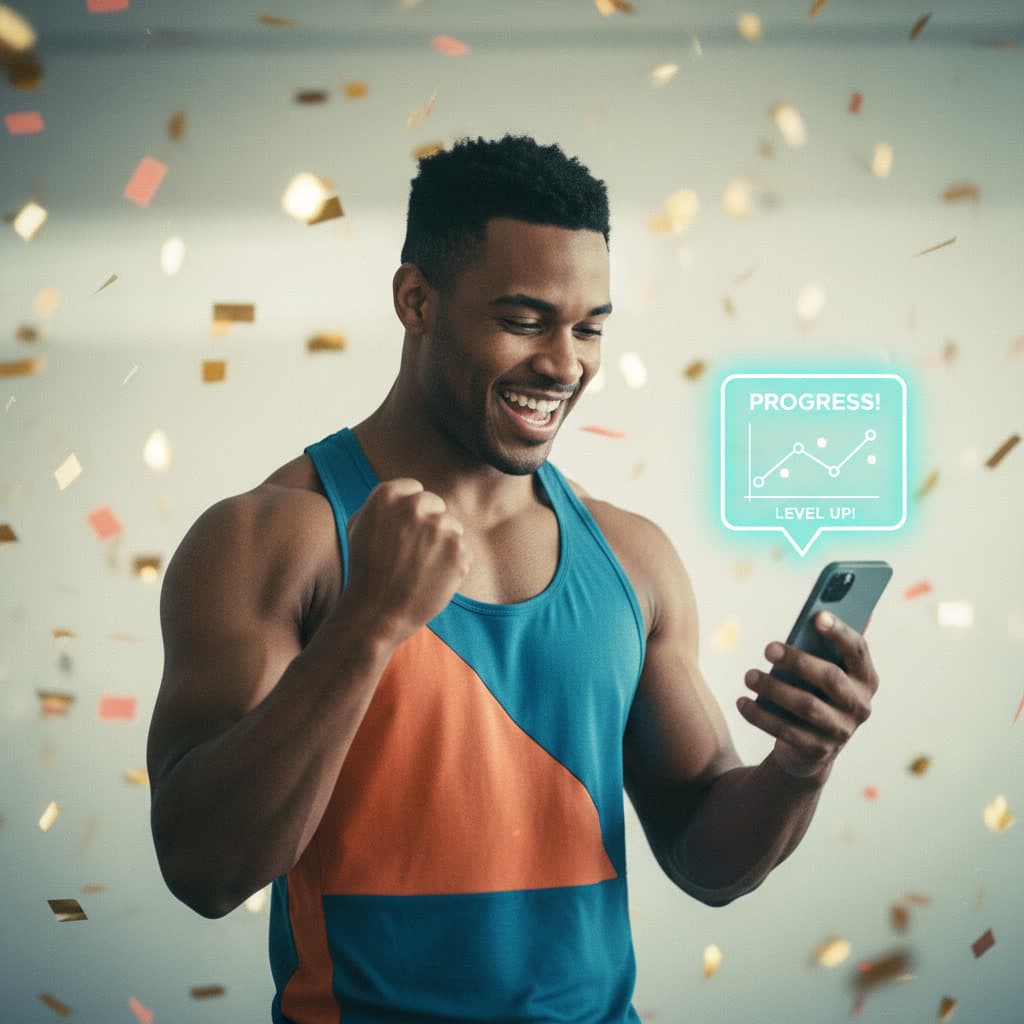 Client celebrating fitness progress tracked by Refiloe