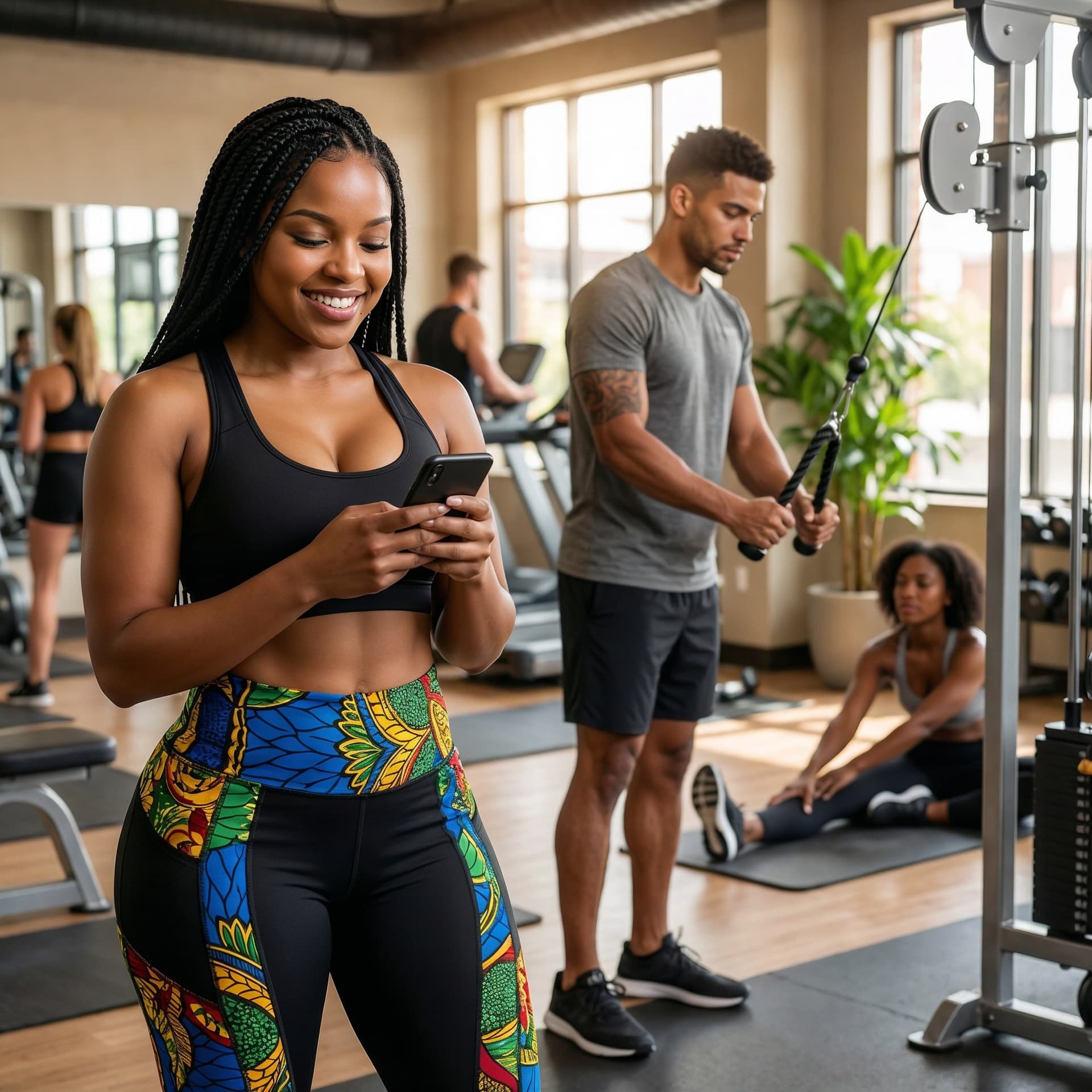 Personal trainer managing clients on smartphone